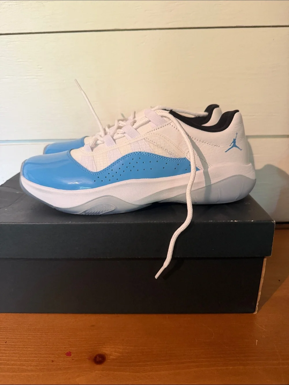 Jordan mens Low Top Sneakers in White and Sky Blue